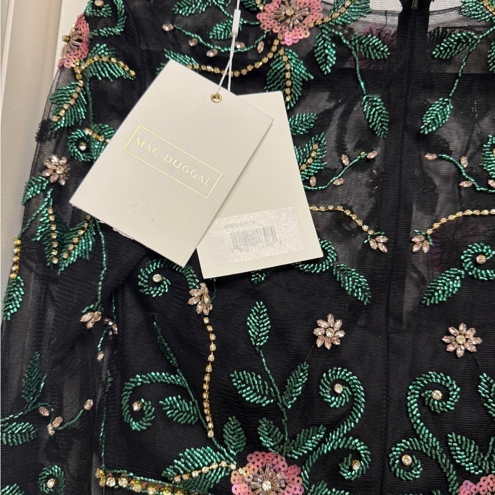 NWT | Mac Duggal 67870 Beaded Illusion High Neck Trumpet Gown Size 4 - Picture 12 of 14